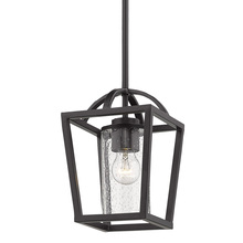  4309-M1L BLK-BLK-SD - Mercer Mini Pendant in Matte Black with Matte Black accents and Seeded Glass